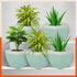 MYLA Metal Square Planters / Pots for Home / Garden / Balcony | Large– Blue & White - Set of 5